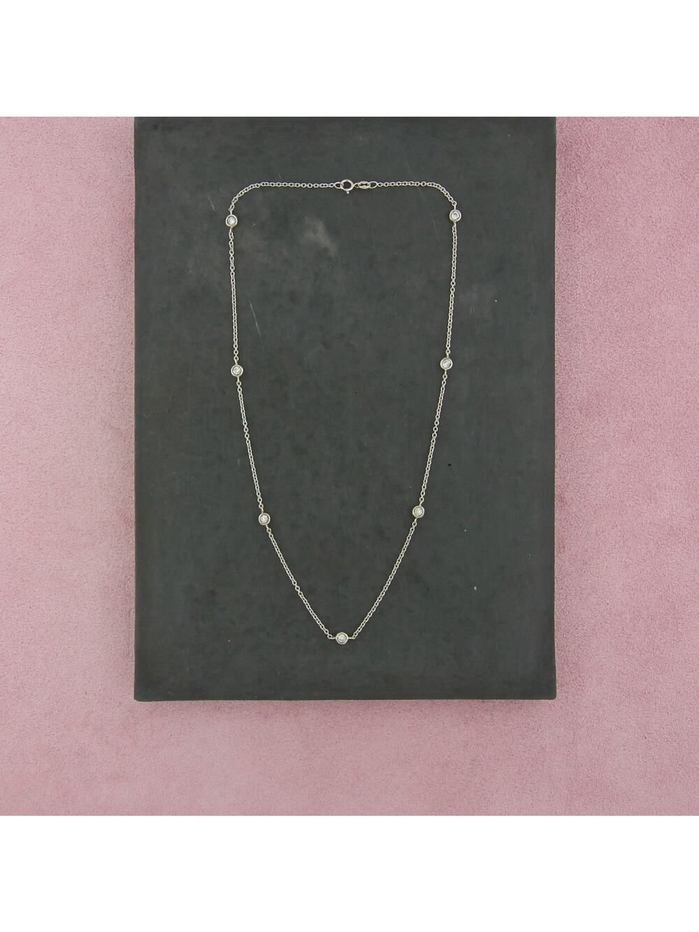 14k white gold 7-station 0.70 ctw diamond yard cable chain necklace size 16.5in